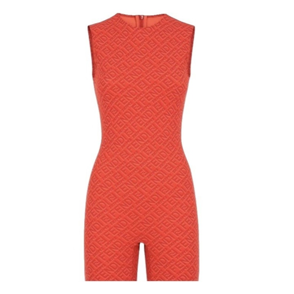 Fendi x SKIMS Sleeveless Mid Thigh Bodysuit Orange Georgia Size Large NWT